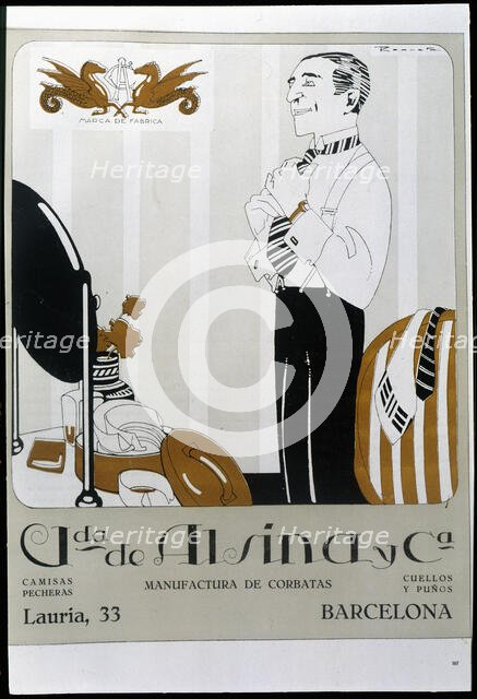 House Advertising Vda. de Alsina y Cia. de Barcelona, manufactures of ties, shirts, collars..., 1921 Creator: Roqueta Ramón (1888-1933).