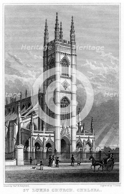 St Luke's Church, Chelsea, London, 1828.Artist: S Lacey