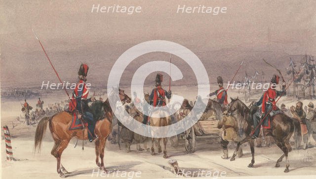 Cossacks convoying deportees, 1831. Artist: Anonymous  