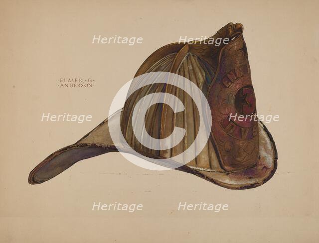 Fireman's Helmet, c. 1937. Creator: Elmer G Anderson.