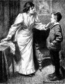 His Cheap Bravo: "Don't tell me," said his sister...that anything's 'appened to him"..., 1898. Creator: Unknown.