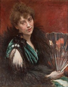 Woman with fan, 1892. Creator: Desboutin, Marcellin Gilbert (1823-1902).