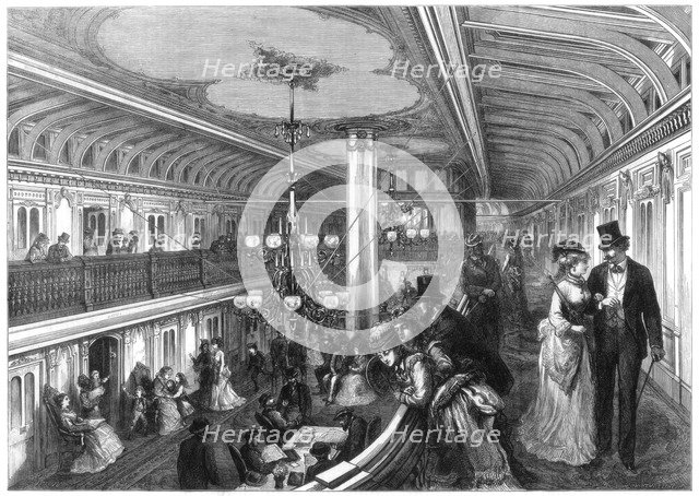 Saloon of a steamboat, 1875. Artist: Henry Linton