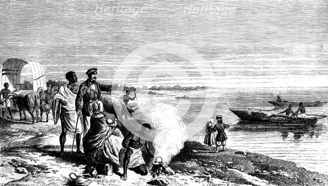 David Livingstone discovering Lake Ngami, Botswana, 1 August 1849 (1857). Artist: Unknown