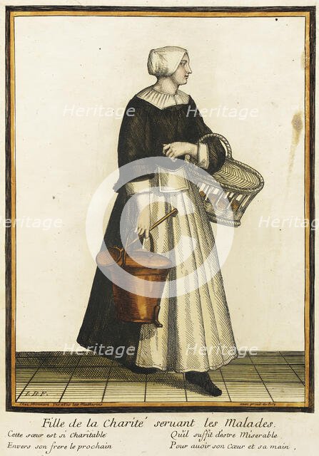 Recueil des modes de la cour de France, 'Fille de la Charité Seruant les Malades', Bound 1703-1704. Creator: Henri Bonnart.
