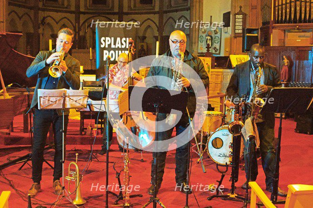 Graeme Flowers, Simon Thorpe, Greg Heath and Jason Yarde, Eastbourne Jazz Festival, 30 Sep 2018. Creator: Brian O'Connor.