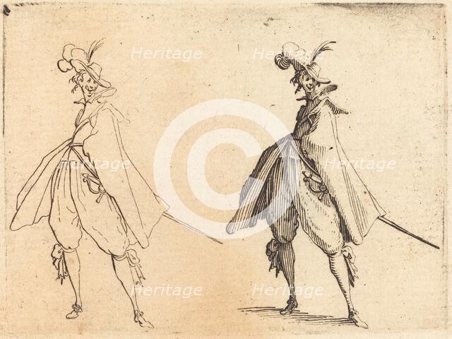 Gentleman in Large Mantle, Front View, c. 1617. Creator: Jacques Callot.