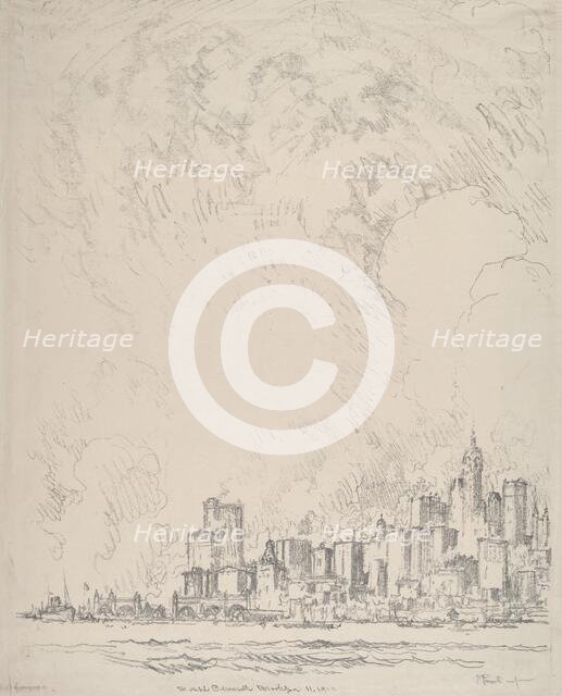 New York from Brooklyn, 1910. Creator: Joseph Pennell.