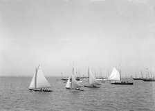 Group of 24 footer yachts racing at Cowes. Creator: Kirk & Sons of Cowes.