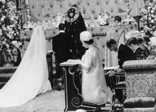 The Queen at the wedding of Princess Alexandra, Westminster Abbey, London, 1963. Artist: Unknown