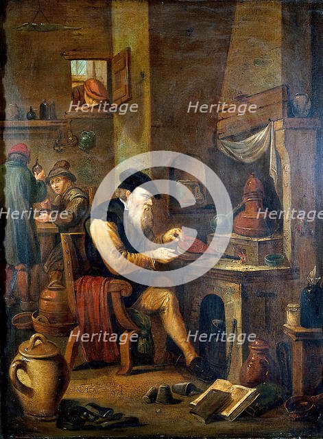 An alchemist in his laboratory, c1680s. Creator: Follower of David Teniers the younger.