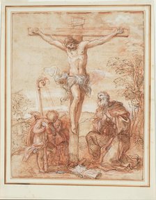 Saint Augustine and Two Angels Adoring the Crucifix, 1685/1695. Creator: Giuseppe Passeri.