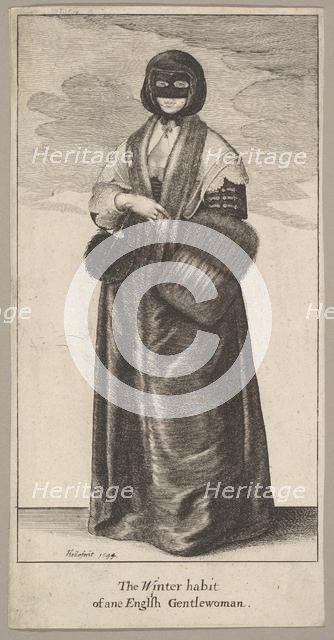 English Lady in Winter Costume (The Winter habit of ane English Gentlewoman), 1644. Creator: Wenceslaus Hollar.