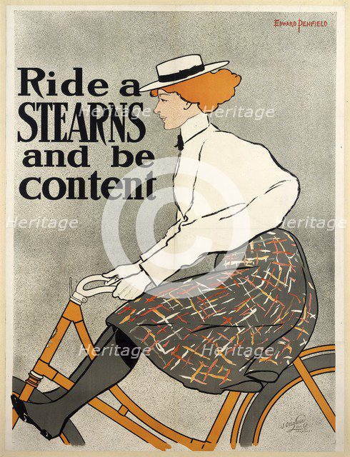 Ride a Stearns and be Content, c1896 (colour litho). Creator: Edward Penfield (1866 - 1925).