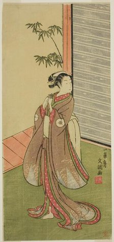 The Actor Iwai Hanshiro IV in a Female Role, c. 1769. Creator: Ippitsusai Buncho.