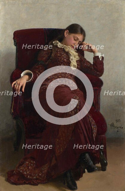 Rest. Portrait of Vera Repina, the Artist's Wife, 1882. Creator: Repin, Ilya Yefimovich (1844-1930).