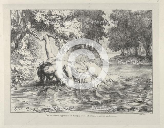 The Death of Ophelia, 1843., 1843. Creator: Eugene Delacroix.
