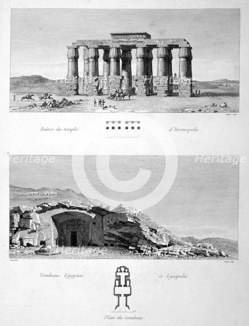 Temple of Hermopolis and Egyptian Tombs of Lycopolis, 1802. Artist: Vivant Denon