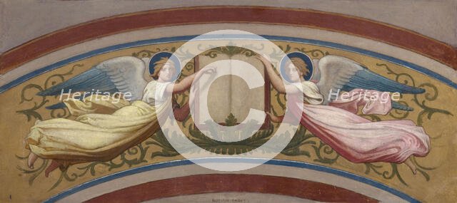 Esquisse pour l'église Saint-François-Xavier : Le livre des évangiles soutenu par..., c.1874-1876. Creator: Romain Cazes.