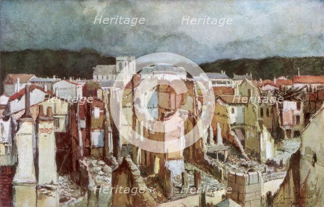 'The Ruins of Verdun', June 1916, (1926).Artist: Francois Flameng