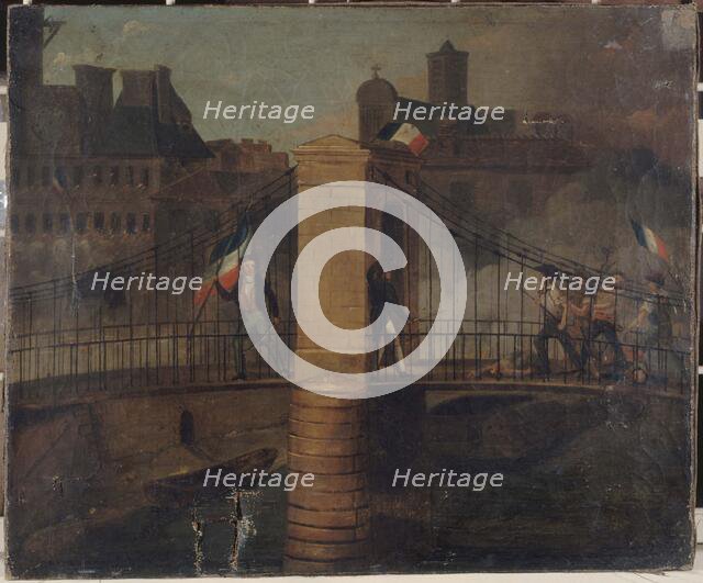 Battle of the Pont d'Arcole in Paris, July 28, 1830.  Creator: Unknown.