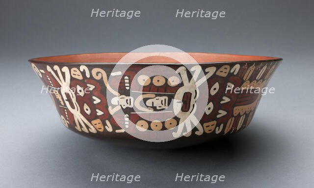 Bowl Depicting Costumed Ritual Peformers in Horizontal Row, 180 B.C./A.D. 500. Creator: Unknown.