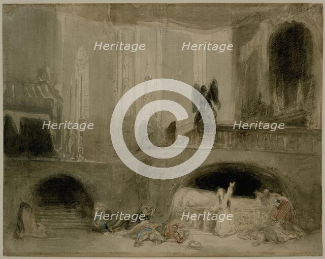 Scene from the Opera Guido et Ginevra, 1839. Creator: Johannes Bosboom.