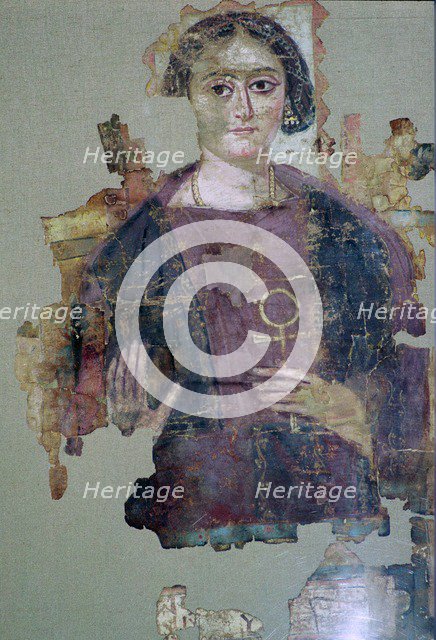 Coptic painting of a man holding an ankh-cross. Artist: Unknown