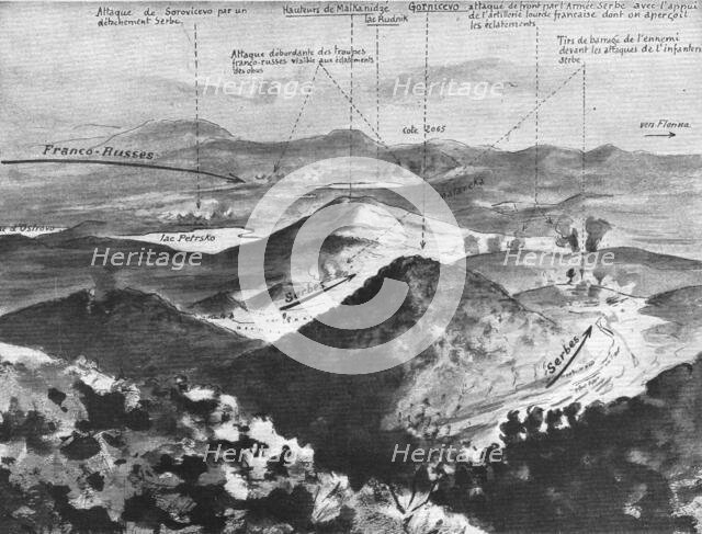 'Croquis panoramique de la bataille de Gornitchevo (12 - 14 septembre)', 1916. Creator: Unknown.
