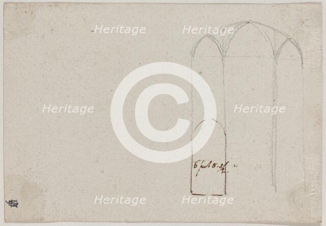 Cross Section of a Gothic Church [verso], probably c. 1788. Creator: Benjamin West.