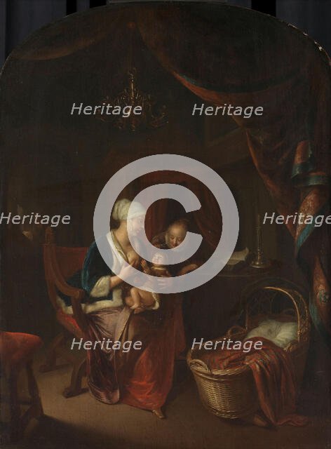 A Mother giving her Child the Breast, 1660-1676. Creator: Domenicus van Tol.