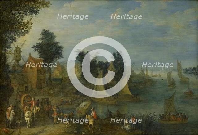 Village on the Bank of a River, 1723. Creator: Joseph van Bredael.