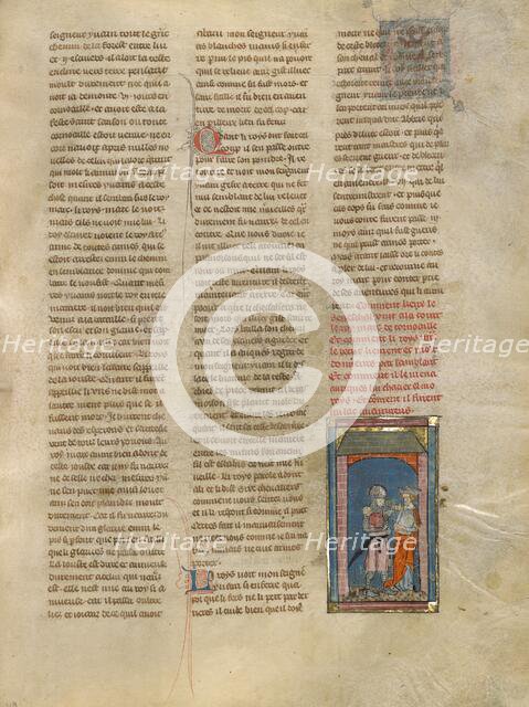 The Seneschal Keu Speaking with Iseult, about 1320-1340. Creator: Jeanne de Montbaston.