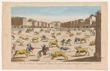 View of a bullfight on the Plaza Mayor in Madrid, 1759-c.1796. Creator: Louis-Joseph Mondhare.