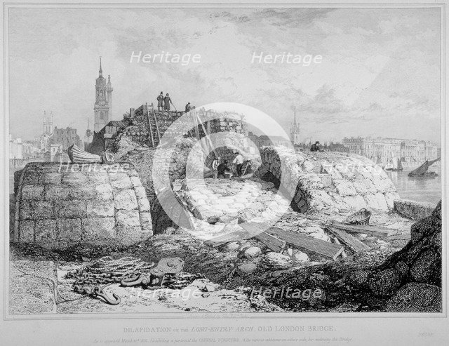 Old London Bridge, 1833.                              Artist: Edward William Cooke