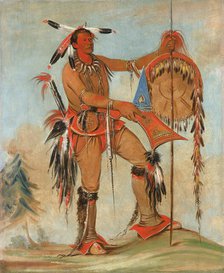 Ah-móu-a, The Whale, One of Kee-o-kúk's Principal Braves, 1835. Creator: George Catlin.