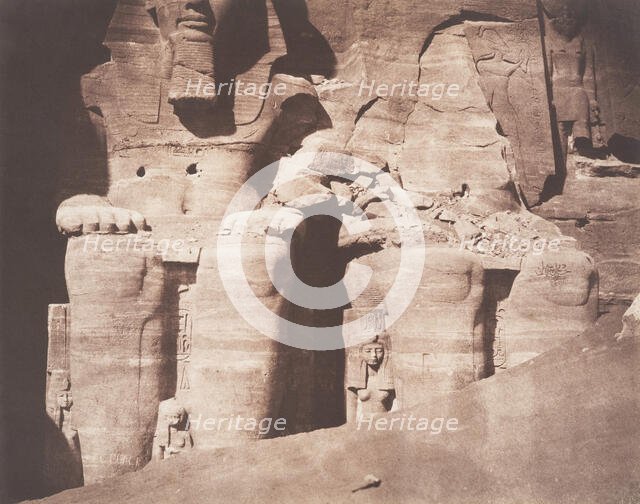 Abo-Sembil, Grand Spéos, Statues Colossales vues de Face (Parte Inférieure), 1851-52. Creator: Félix Teynard.