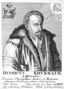 Heinrich Khunrath, German chemist and alchemist, 1725. Artist: Unknown