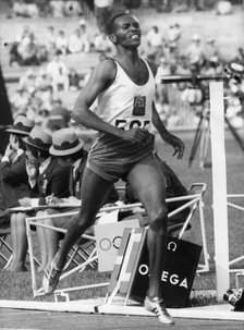 Kip Keino (1940) winning the 1500 metres at the Mexico Olympics, 1968. Artist: Unknown