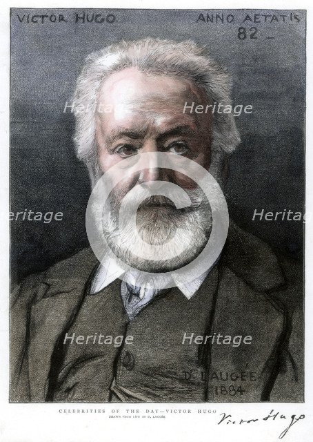 Victor Hugo, French author, 1885.Artist: D Laugee