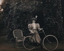 South Africa: Mrs Bell posing with her bicycle, 1896. Creator: Unknown.