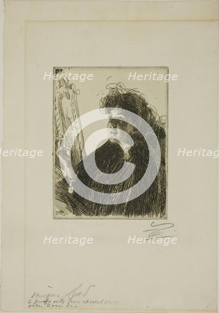 Girl with a Cigarette I, 1891. Creator: Anders Leonard Zorn.