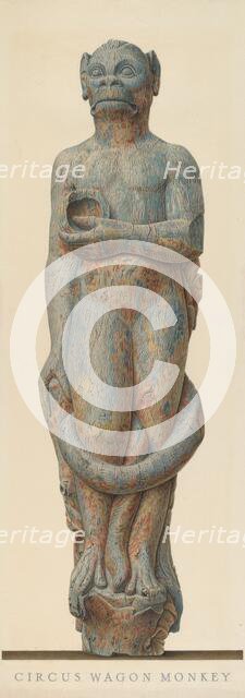 Circus Wagon Monkey, c. 1939. Creator: John Matulis.