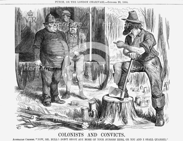 'Colonists and Convicts' 1864. Artist: John Tenniel