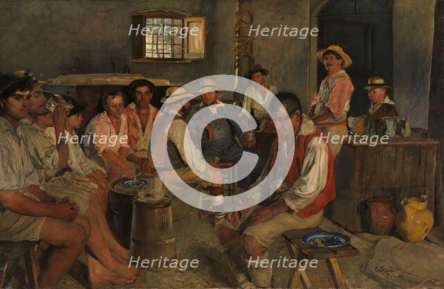 Siesta in an Osteria in Sora, 1880. Creator: Eilif Peterssen.