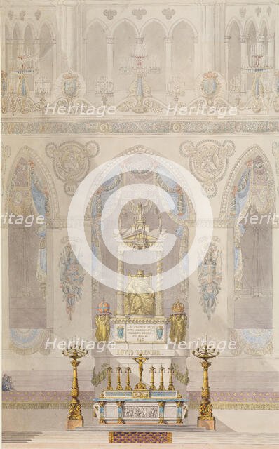 Elevation of Altar with Statue of Louis I, Reims Cathedral, n.d.. Creators: Charles Percier, Pierre Francois Leonard Fontaine.