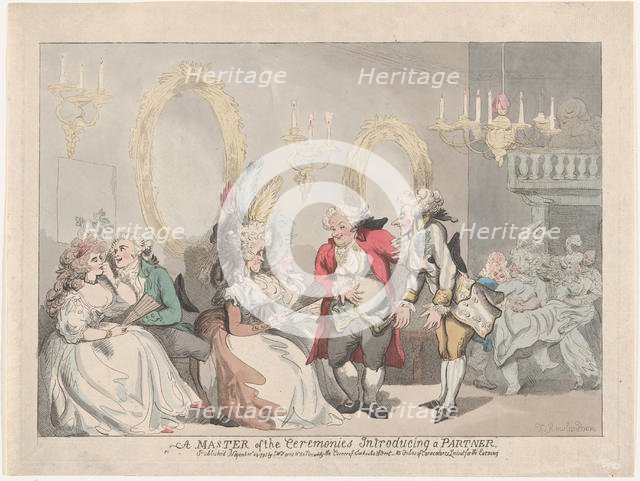 A Master of the Ceremonies Introducing a Partner, November 24, 1795., November 24, 1795. Creator: Thomas Rowlandson.