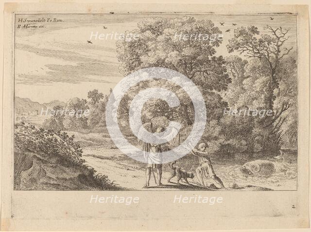 Tobias Frightened by the Fish. Creator: Herman van Swanevelt.