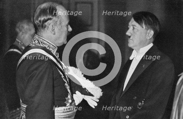 Adolf Hitler at a New Year's reception, 1934. Artist: Unknown