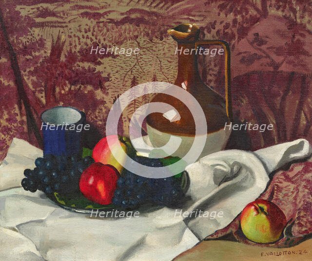 Jug and fruit, 1924. Creator: Vallotton, Felix Edouard (1865-1925).